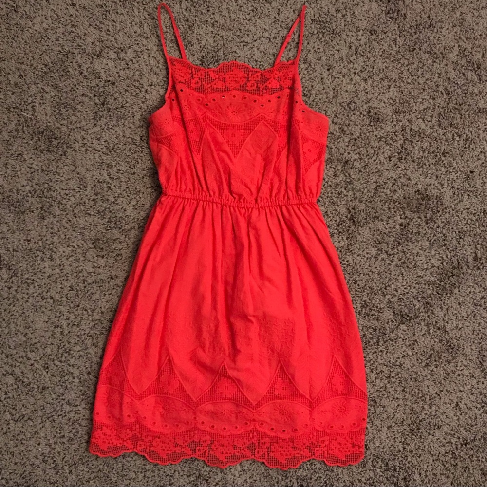 Kimichi Blue Orange Mini-Sundress with Lace XS